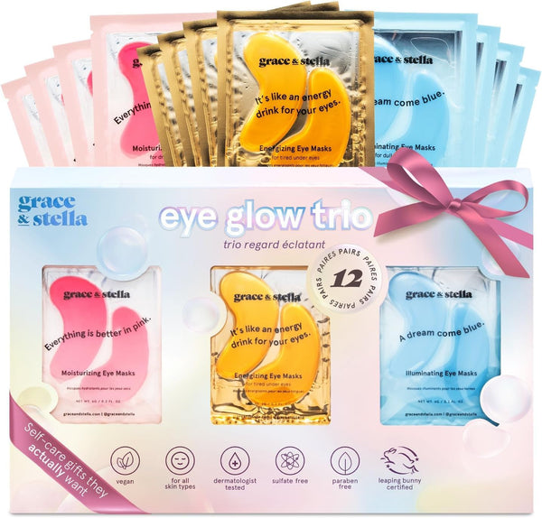 Grace & Stella under Eye Patches (12 Pairs) - Birthday Gifts for Women - Travel Essentials - Eye Masks for Puffy Eyes and Dark Circles - Anniversary Gifts for Her, Bachelorette Party Favors - Vegan