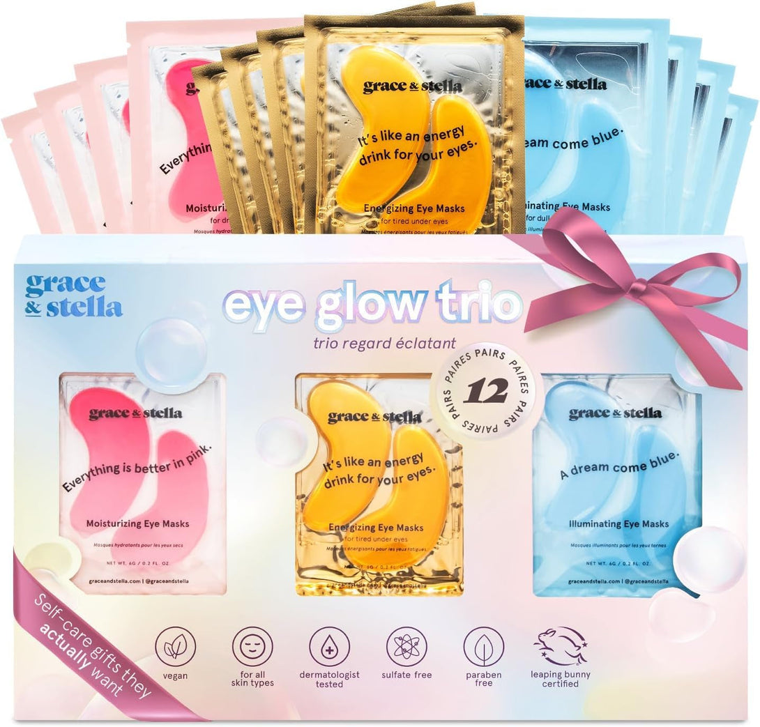 Grace & Stella under Eye Patches (12 Pairs) - Birthday Gifts for Women - Travel Essentials - Eye Masks for Puffy Eyes and Dark Circles - Anniversary Gifts for Her, Bachelorette Party Favors - Vegan