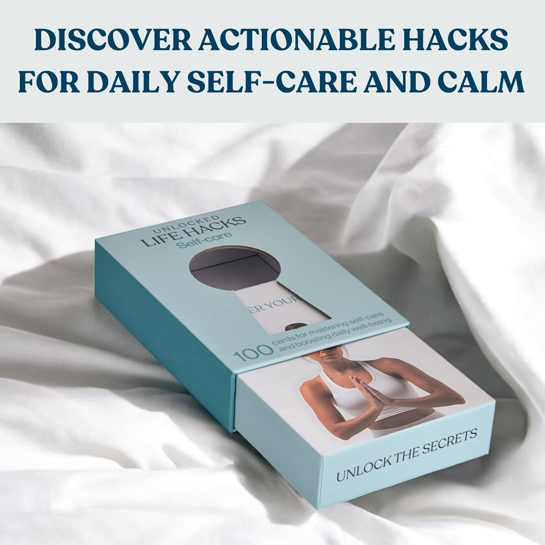 100 Cards with Powerful Hacks & Tips for Healthy Living, Wellness, Mindfulness, Stress Relief, Relaxation, Reduced Anxiety - Self Care Gifts for Women Men Wife Husband Mom Dad Sister Friend Coworker