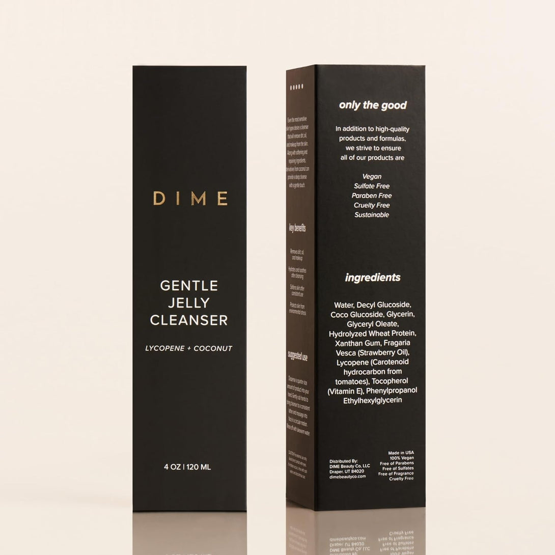 DIME Beauty Gentle Jelly Cleanser, Hydrating Facial Cleanser and Makeup Remover with Vitamin E, Sensitive Skin Face Wash, 4 Oz / 120 Ml