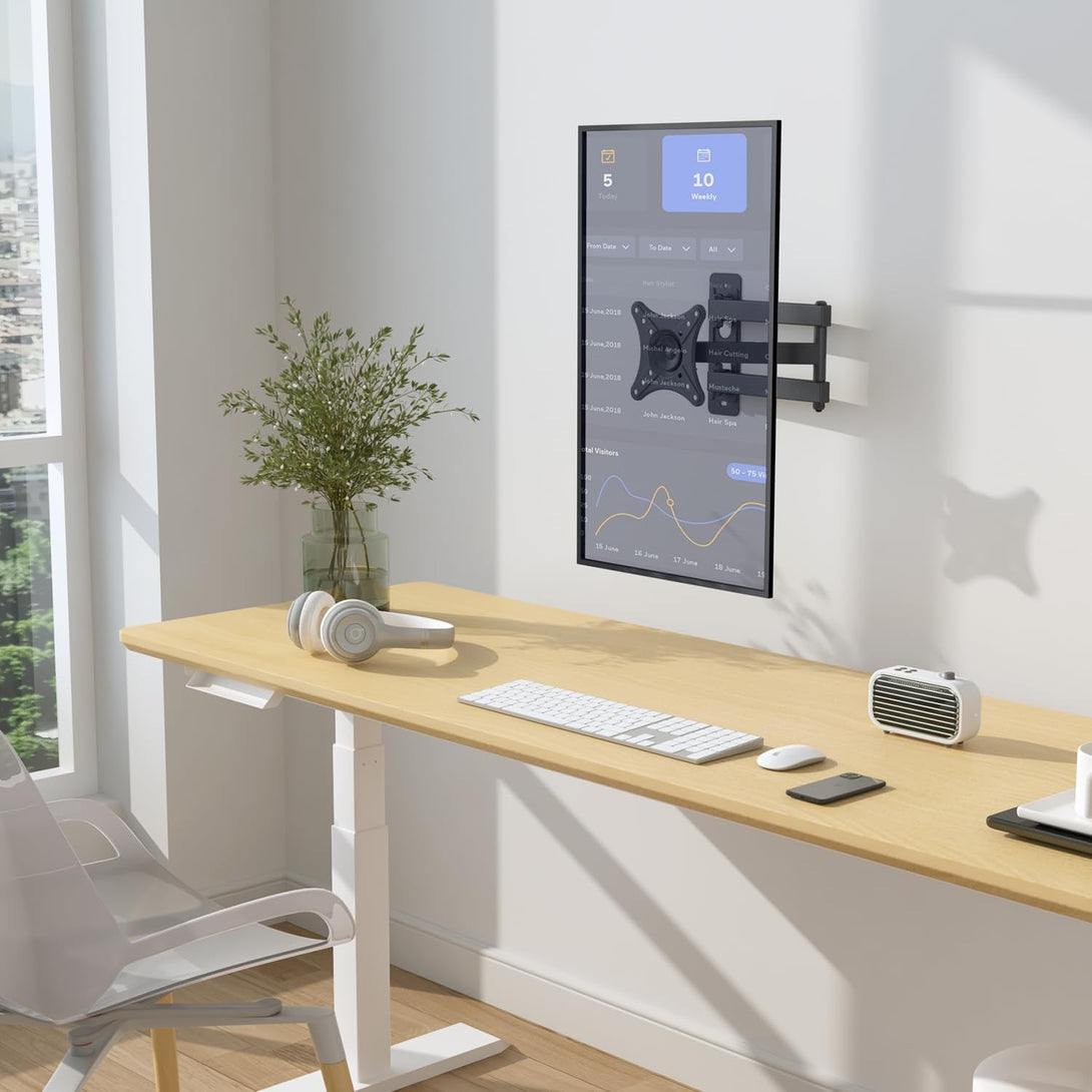 USX MOUNT Full Motion TV Wall Mount - Universal Corner TV Bracket for 13-32 Inch LCD Monitor Screen, Single Stud Monitor Wall Mount Swivel Tilt Rotation Articulating, Vesa100X100Mm, up to 33LBS