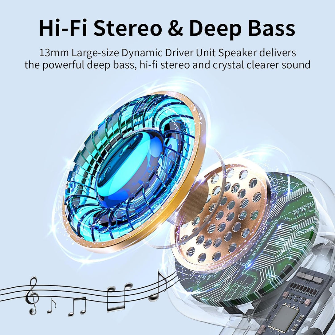 Wireless Earbuds, Bluetooth Headphones 5.4 Hifi Stereo, in Ear Earphones with 4 ENC Noise Cancelling Mics, 40H Playtime Ear Buds with Mini Case, IP7 Waterproof Headset with LED Display, USB C Charging