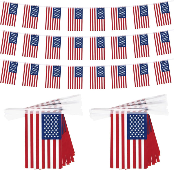 52FT 4Th of July Decorations, 50 PCS Fourth of July Banner, 5.5 X 8.2 Inches American String Flag Banner for Patriotic Independence Day Fourth of July Accessories Party Home Patio Decor