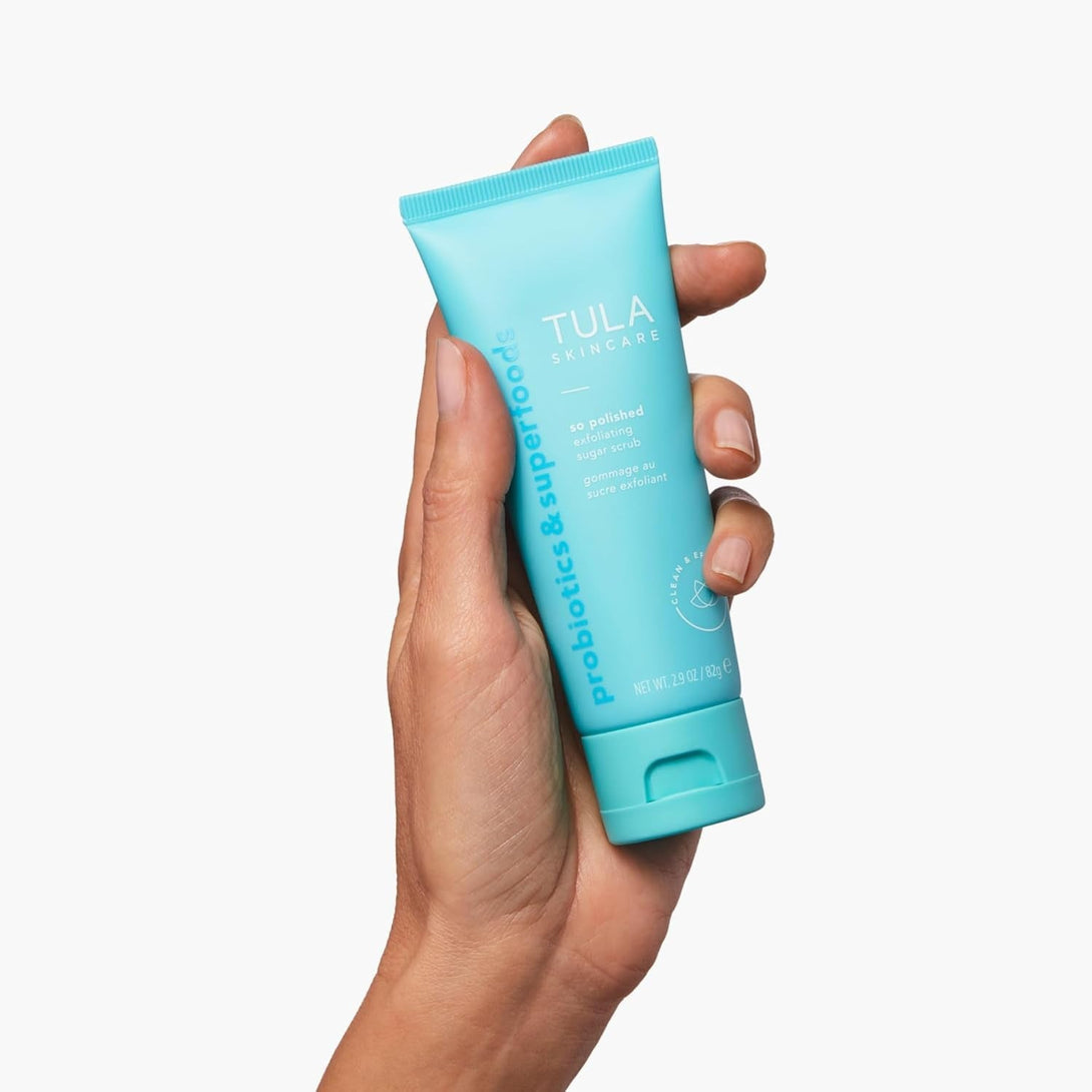 TULA Skin Care so Polished Exfoliating Sugar Scrub - Face Scrub, Gently Exfoliates with Sugar, Papaya, and Probiotic Extracts for a Softer and Radiant-Looking Complexion, 2.9 Oz.