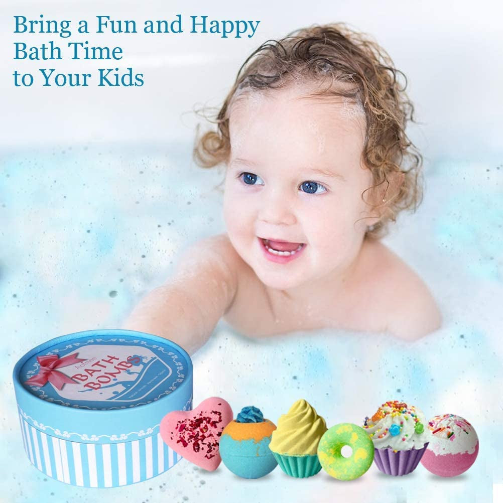 Aofmee Bath Bombs, 6Pcs Bubble Bath Bomb for Girls, Handmade Fizzies Bathbombs for Women, Natural Organic Kids Spa Kit, Non Toxic Bath Kit for Teens, Gift Set for Birthday Christmas Easter