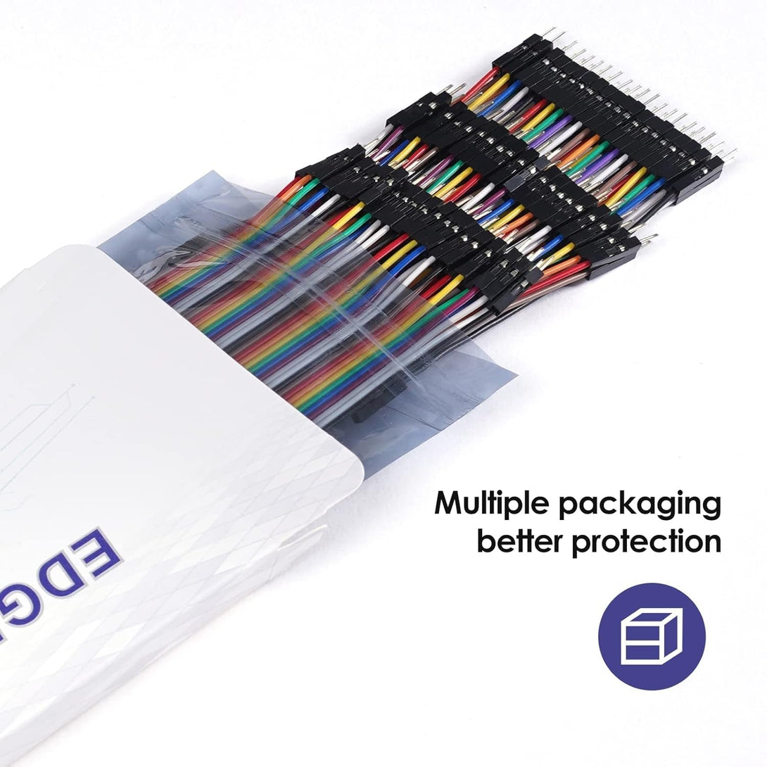 120Pcs Breadboard Jumper Wires 10Cm 15Cm 20Cm 30Cm 40Cm 50 Cm 100Cm Wire Length Optional Dupont Cable Assorted Kit Male to Female Male to Male Female to Female Multicolored Ribbon Cables