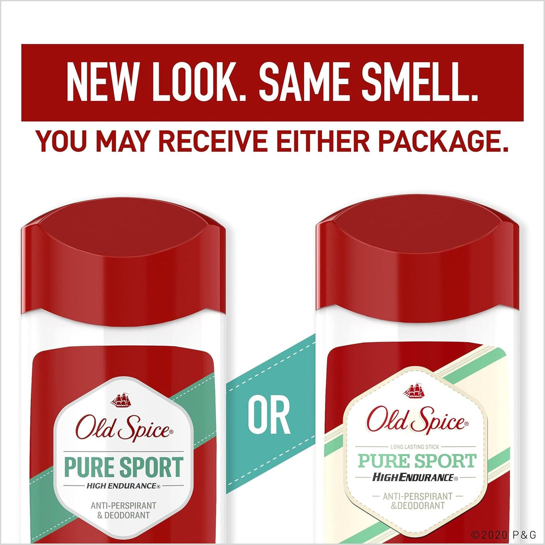 Old Spice Aluminum Free Antiperspirant Deodorant for Men, High Endurance, 24/7 Sweat Defense & Odor Protection, 24/7 Freshness & Lasting Scent, Pure Sport Scent, 3.0 Oz (Pack of 2)
