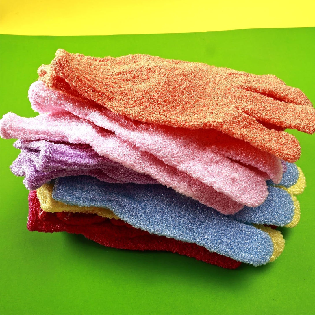 16 Pcs Exfoliating Bath Gloves Shower Gloves, 8 Colors Double Sided Exfoliating Gloves for Beauty Spa Massage Skin Shower Body Scrubber Bath Accessories, Made of Nylon