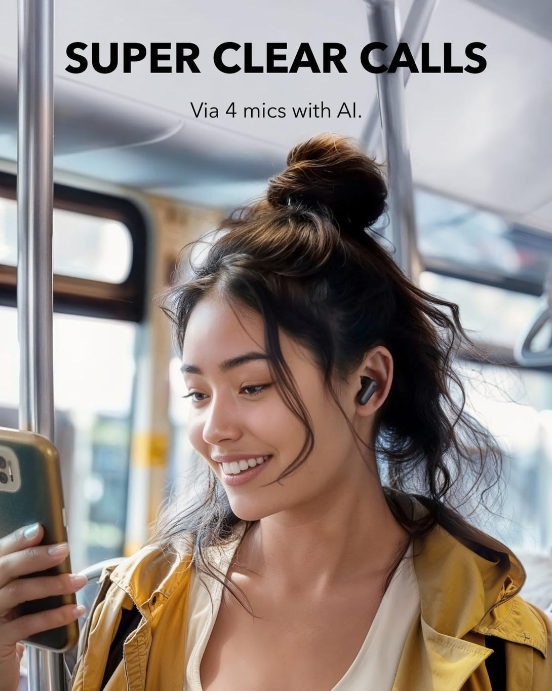 Soundcore P30I by Anker Noise Cancelling Earbuds, Strong and Smart Noise Cancelling, Powerful Bass, 45H Playtime, 2-In-1 Case and Phone Stand, IP54, Wireless Earbuds, Bluetooth 5.4 (Black)