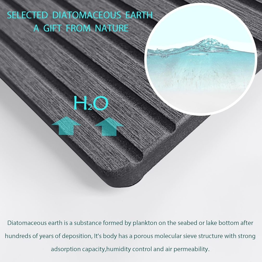 2 PCS Water Absorbent Diatomite Coasters (7.1"X3.54"), Grooved Design, Water Absorbing Stone Used for Hand Soaps & Plants & Toiletries in the Modern Home