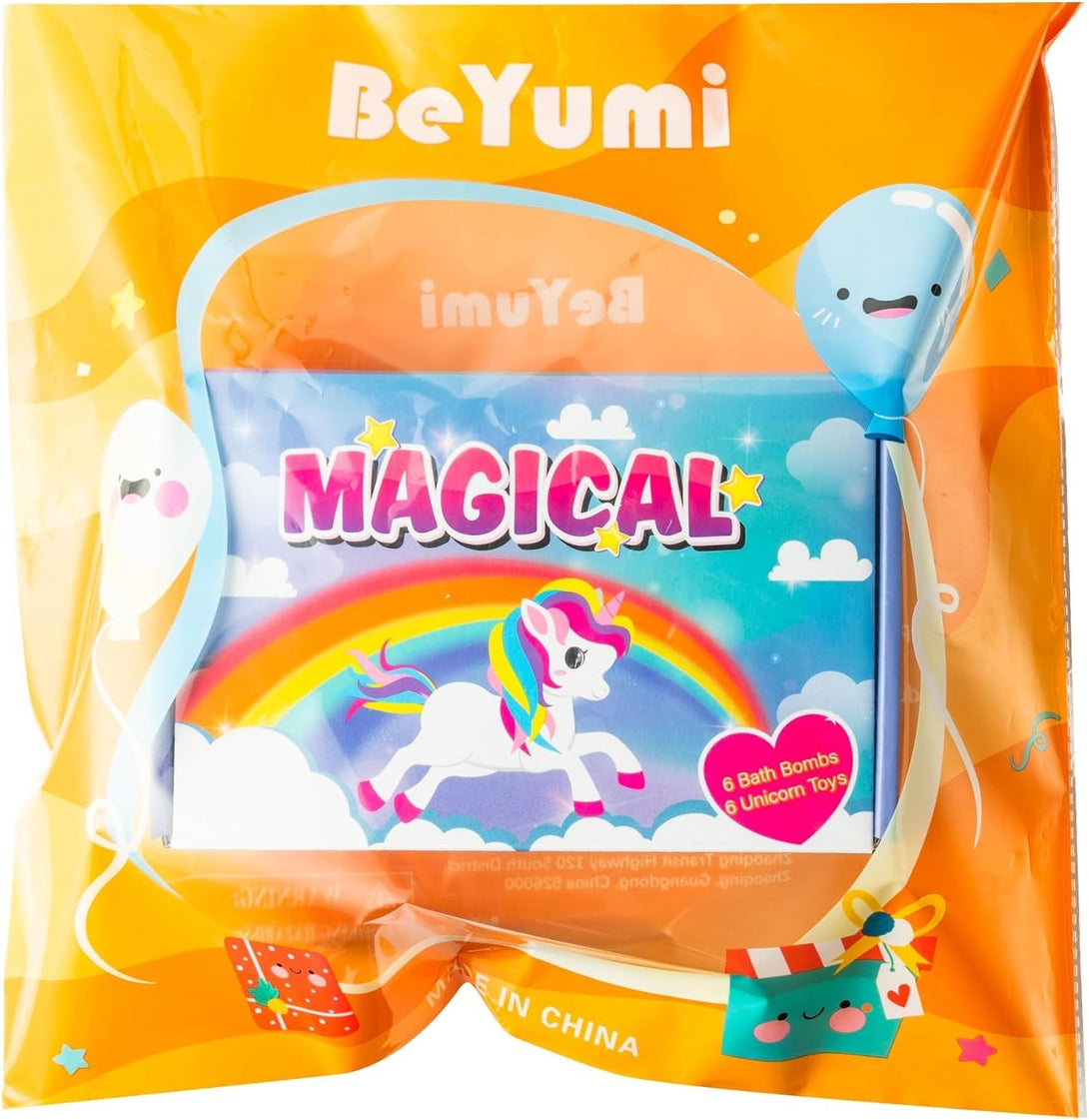 Beyumi Cupcake Bath Bombs Gift Set for Kids with Unicorn Squishy Stress Ball Toys inside Handmade Bath Bombs for Girls Women with Surprise inside Ideal Valentine Birthday Children'S Day Christmas Gift