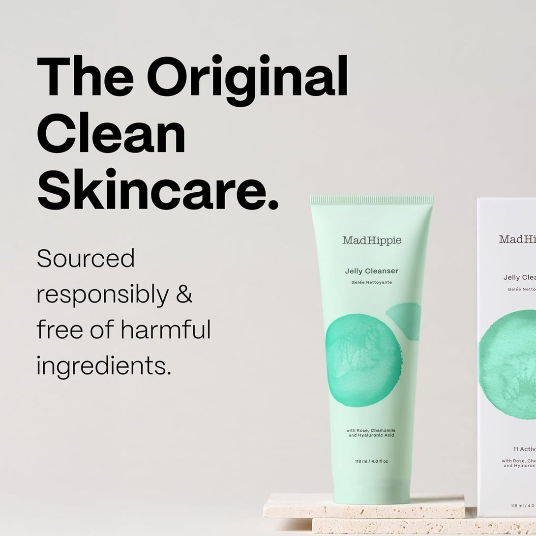 Mad Hippie Jelly Cleanser - Jelly to Milky Hydrating Face Wash for Women/Men with Rose, Chamomile, and Hyaluronic Acid, 4 Fl Oz