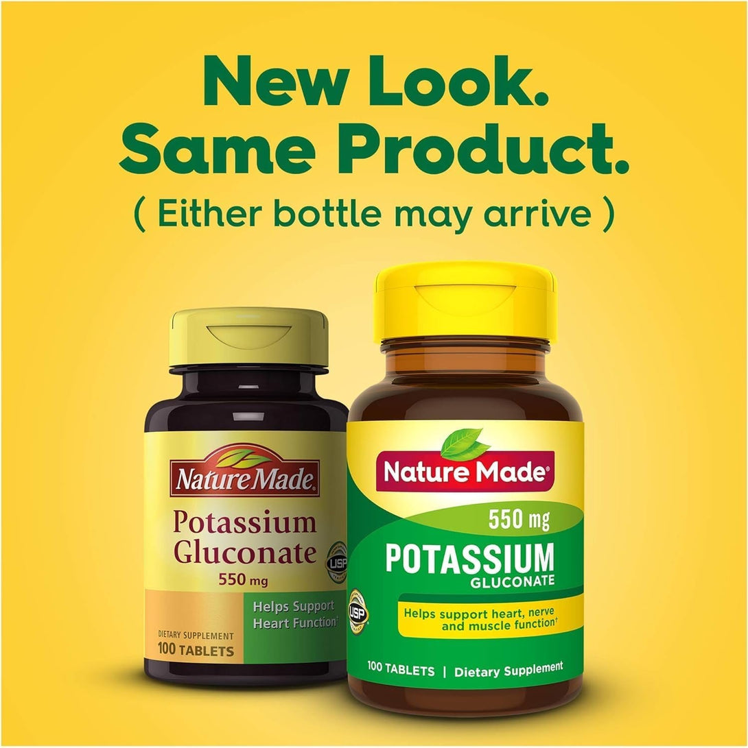 Nature Made Potassium Gluconate 550Mg, 100 Tablets (Pack of 5)