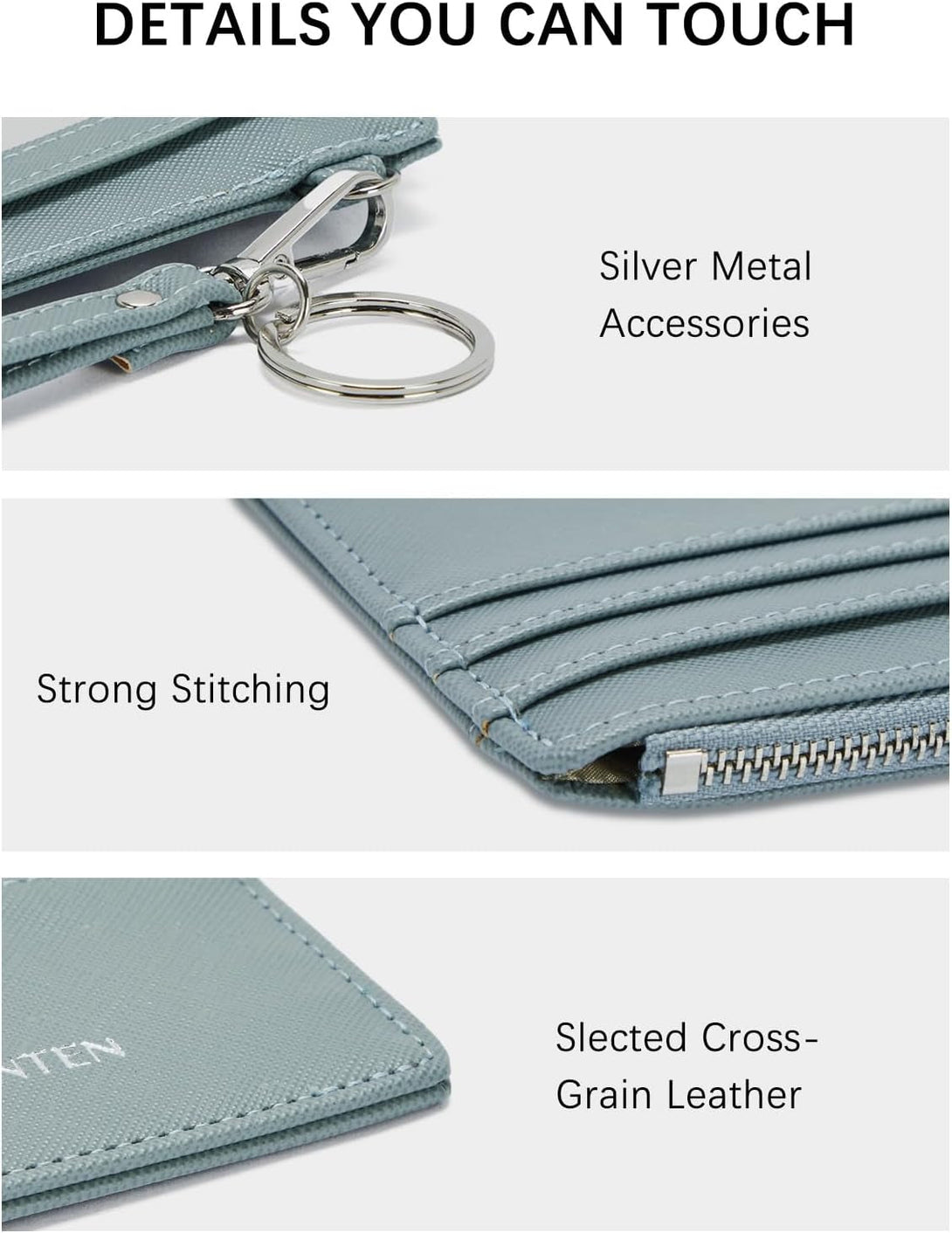 BOSTANTEN Small Wallet for Women RFID Leather Credit Card Holder Slim Wristlet Keychain Wallet with Zipper Pocket