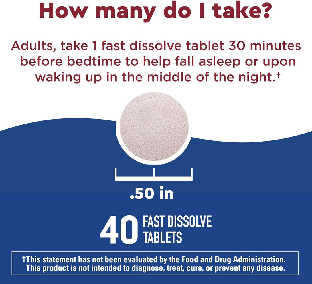 Nature Made Wellblends Back to Sleep, Lower Dose Melatonin 1 Mg, L Theanine 100 Mg and GABA 100Mg, Sleep Supplement, 40 Fast Dissolve Tablets