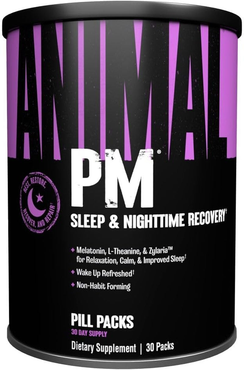 Animal PM - Sleep Aid for Adults Non-Habit Forming Relaxation Enhancer and Mood Support with Melatonin, L-Theanine, Zylaria, Zinc, Magnesium, Vitamin B6, GABA + AKG Anabolic Stack Supply, 30 Count