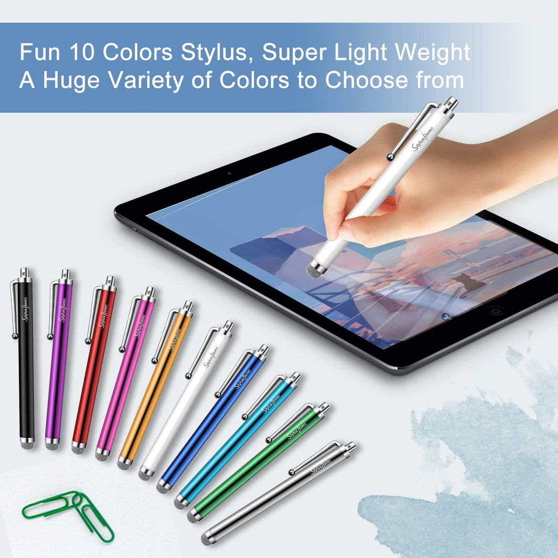10 Pack Stylus Pens for Touch Screens, Mesh Fiber Tip Stylus Pens for Ipad Iphone Tablets Samsung All Precision Capacitive Universal Touch Screen Devices