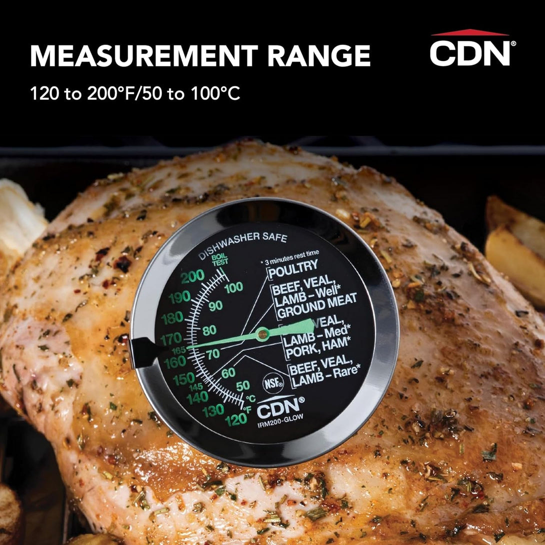 CDN Irm200-Glow Proaccurate Oven Thermometer, Food/Meat, Easy to Read Display, Silver, Pack of 1