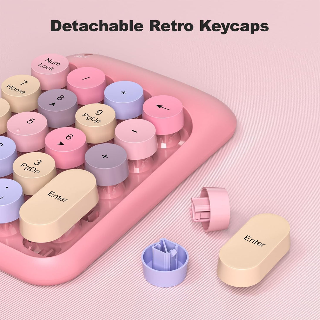 MOFII Wireless Number Pads - Pink Numeric Keypad 18 Keys USB 2.4G round Keycap Colorful Extensions Keypads, Financial Accounting Portable Numpad 10 Key for Laptop/Pc/Notebook/Surface Pro