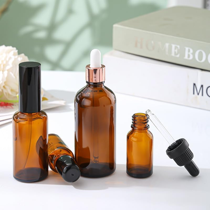 3 Pc Brown 30Ml Glass Essential Oil Roller Bottles Refillable Roll on Bottles Empty Deodorant Bottle Containers Rollerball Bottles Beauty and Personal Care Tools for Fragrance Cosmetics(3 Styles)