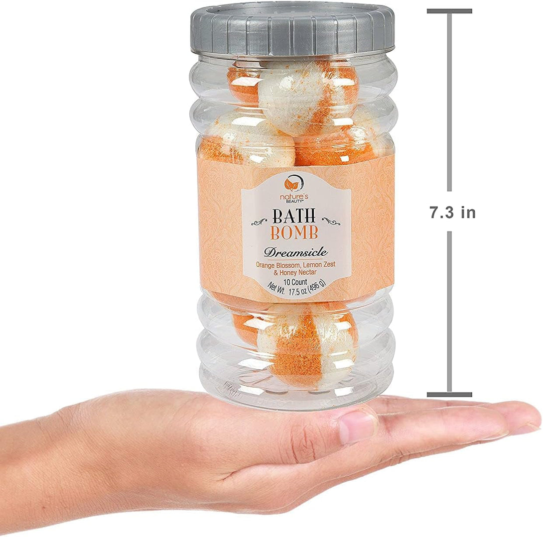 Nature'S Beauty Dreamsicle Bath Bomb Gift Set Multi-Pack - Orange Blossom, Lemon Zest & Honey Nectar Scent Made W/Orange Peel Extract, Coconut Oil + Vitamin E, 17.5 Oz |10 Ct Ea (2 Pack)