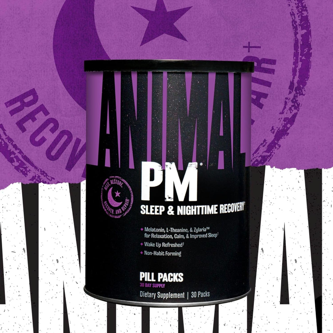 Animal PM - Sleep Aid for Adults Non-Habit Forming Relaxation Enhancer and Mood Support with Melatonin, L-Theanine, Zylaria, Zinc, Magnesium, Vitamin B6, GABA + AKG Anabolic Stack Supply, 30 Count