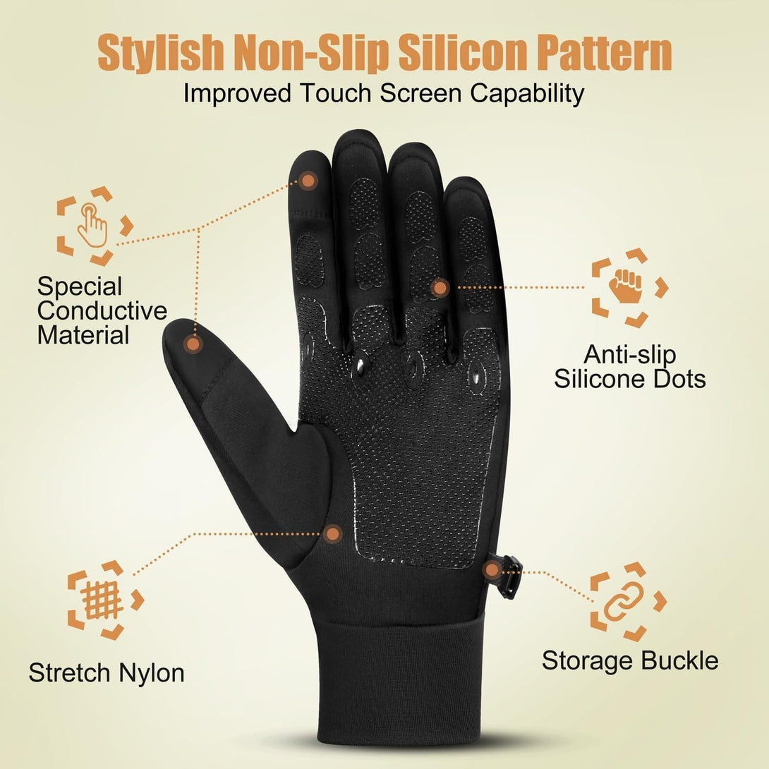Ihuan Lightweight Winter Running Gloves for Women Men, Sensitive Touch Screen Fingers for Cold Weather, Thermal Material for Working and Outdoor Sports, Soccer Cycling Camping Hiking Driving.