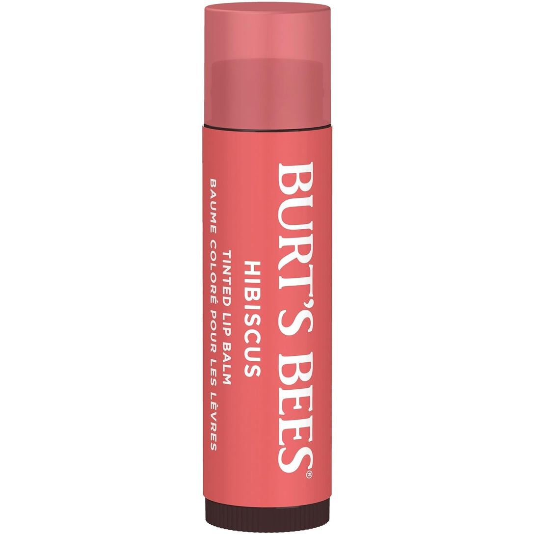 Burt'S Bees Lip Tint Balm with Long Lasting 2 in 1 Duo Tinted Balm Formula, Color Infused with Deeply Hydrating Shea Butter for a Natural Looking Buildable Finish, Soft Hibiscus (2-Pack)
