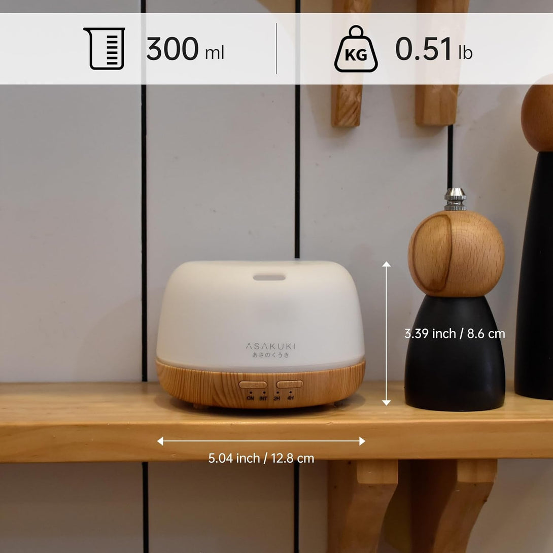 ASAKUKI Essential Oil Diffuser, Ultrasonic Aromatherapy Oil Humidifier with 7 Colors Lights 2 Mist Mode for Home