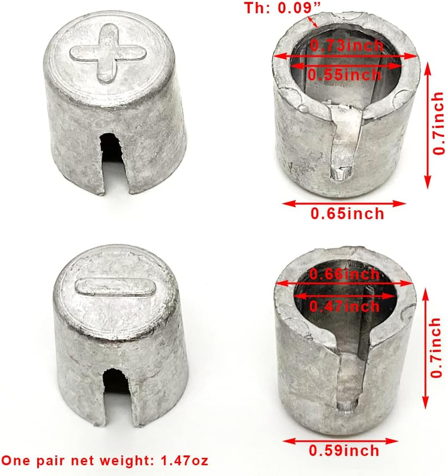 6 Pieces Battery Terminals Post Lead Shims Car Battery Post Caps Adapter Terminal Cable Ends Repair Kits for Positive or Negative Worn Posts Loose Terminal Posts Anode Cathode Sleeves Repair Shim