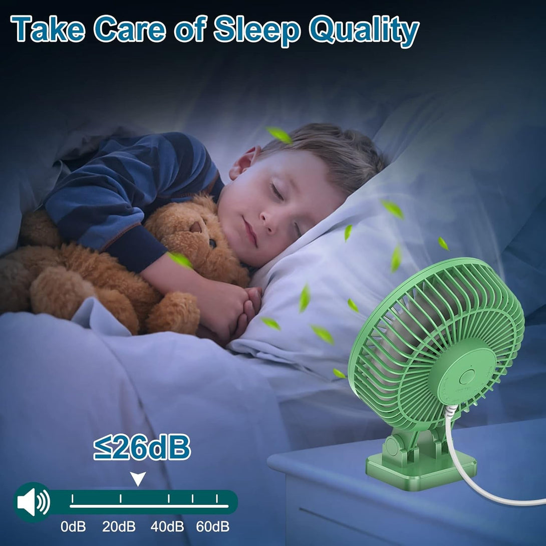 Jzcreater USB Desk Fan, Mini Fan Portable, 3 Speeds Desktop Table Cooling Fans, Plug in Power Fans, Rotation Strong Wind, Quiet Personal Small Fan for Home Desktop Office Travel Bedroom, Army Green