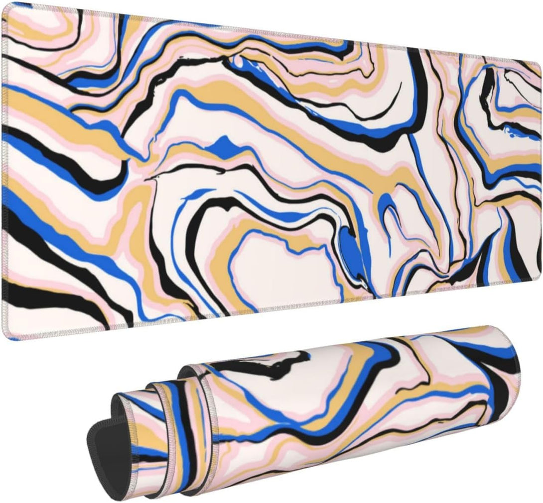 Abstract Marble Gaming Mouse Pad XL, Large Non Slip Rubber Mousepad, Stitched Edges Mouse Pads, Long Extended Mouse Pad,31.5'' X 11.8''