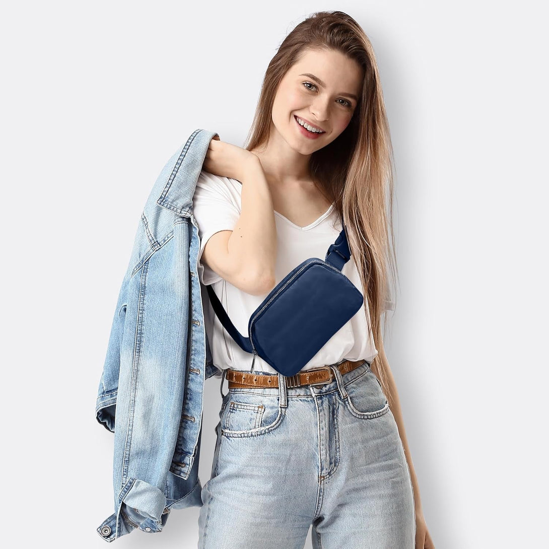 JSJ Mini Fanny Pack for Women & Men,Valentines Day Gifts for Girls Teens Kids Daughter Sister Her,Trendy Stuff Crossbody Bags Cute Everywhere Belt Bags. (Blue)