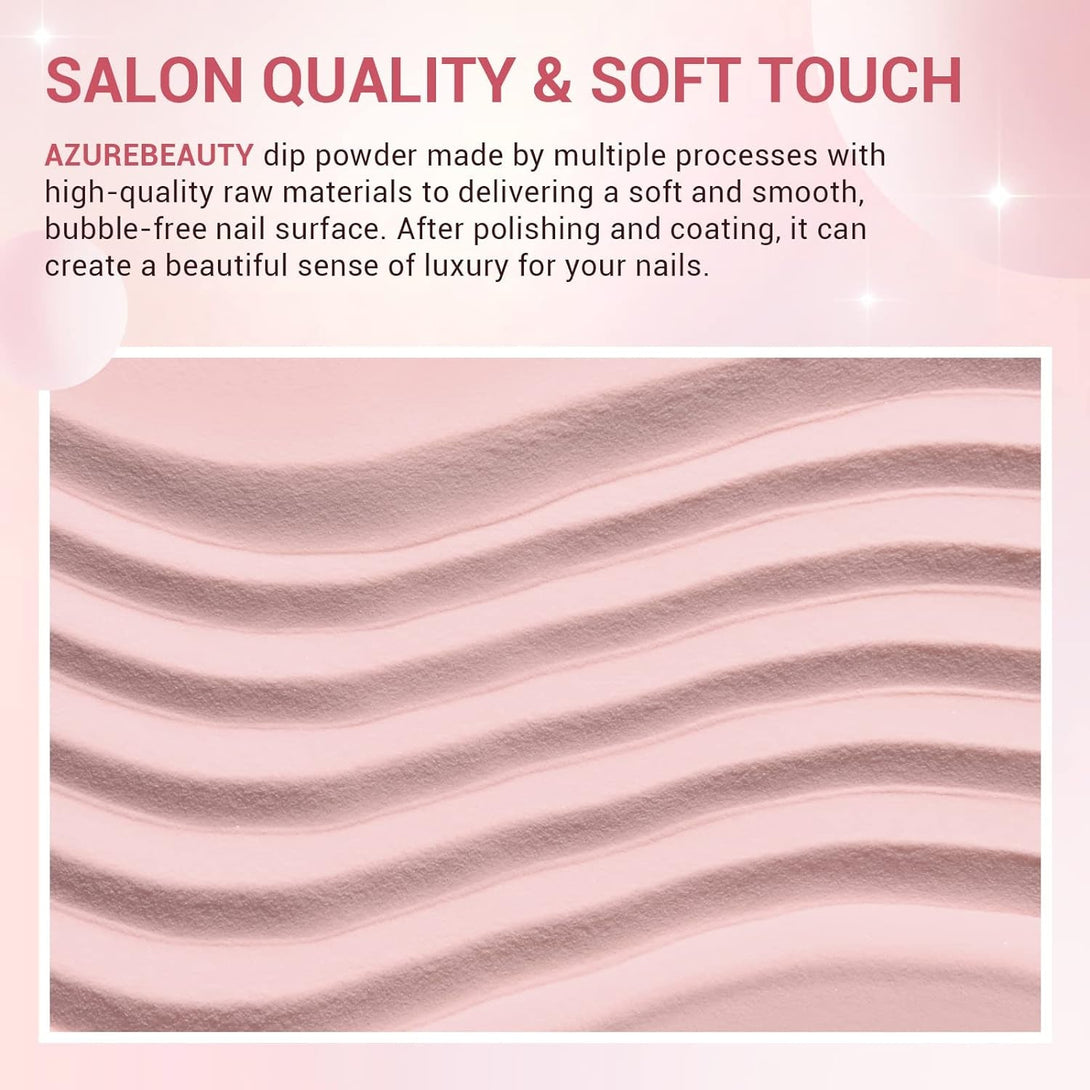 AZUREBEAUTY 4 Colors Dip Powder Nail Kit Starter, Transparent Nude Neutral Pink Glitter, Dipping Powder Set All Seasons, French Nail Art Base Top Coat Activator Liquid Manicure DIY Salon 12 PCS