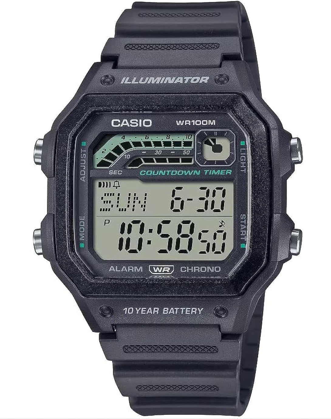 Casio WS1600H Series | Men’S Watch | Sports Design | Stopwatch | Countdown Timer | LED Light with Afterglow | 100M WR | Daily Alarm | Auto Calendar | World Time | 10 Year Battery