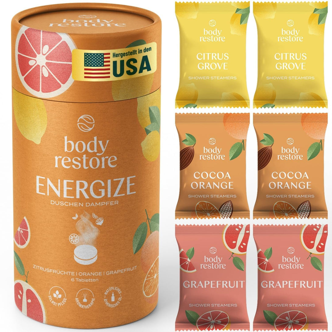 Body Restore Shower Steamers Aromatherapy 6 Pack - Gifts for Dad, Grandpa, Birthday Gift for Mom, Daughter, Son, Best Friend, Travel Essentials, Stress Relief, Self Care - Citrus