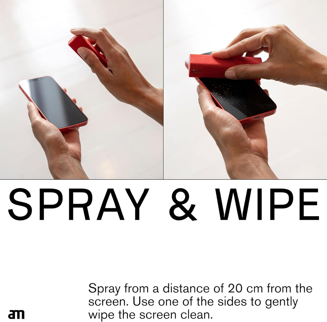 AM X (Grey) Screen Cleaner, All-In-One - Computer, Phone, Ipad, Laptop and Car Screen Cleaner, Refillable Cleaning Spray Portable and Eco-Friendly, 10.5 Ml.