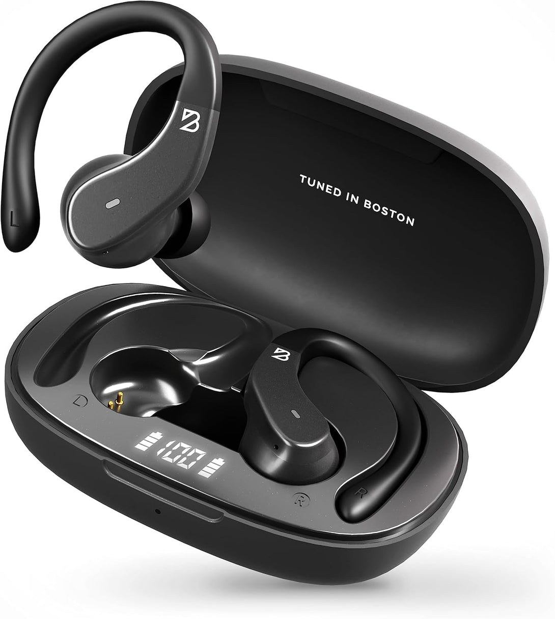 Back Bay Audio Runner 40 - Secure-Fit Wireless Earbuds, Running Bluetooth Earphones for Women and Men, Deep Bass Wrap around Earbuds for Small Ear Canals with Earhooks, Sweatprooof over the Ear Buds