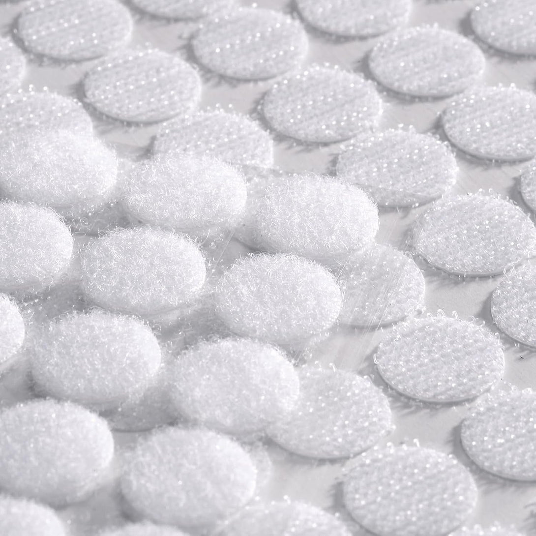 1000 Pcs (500 Pairs) 0.59Inch Diameter Hook and Loop Fastener Self Adhesive round Circle Sticky Sticker Dots for Arts and Crafts School Classroom Home and Office Use, White