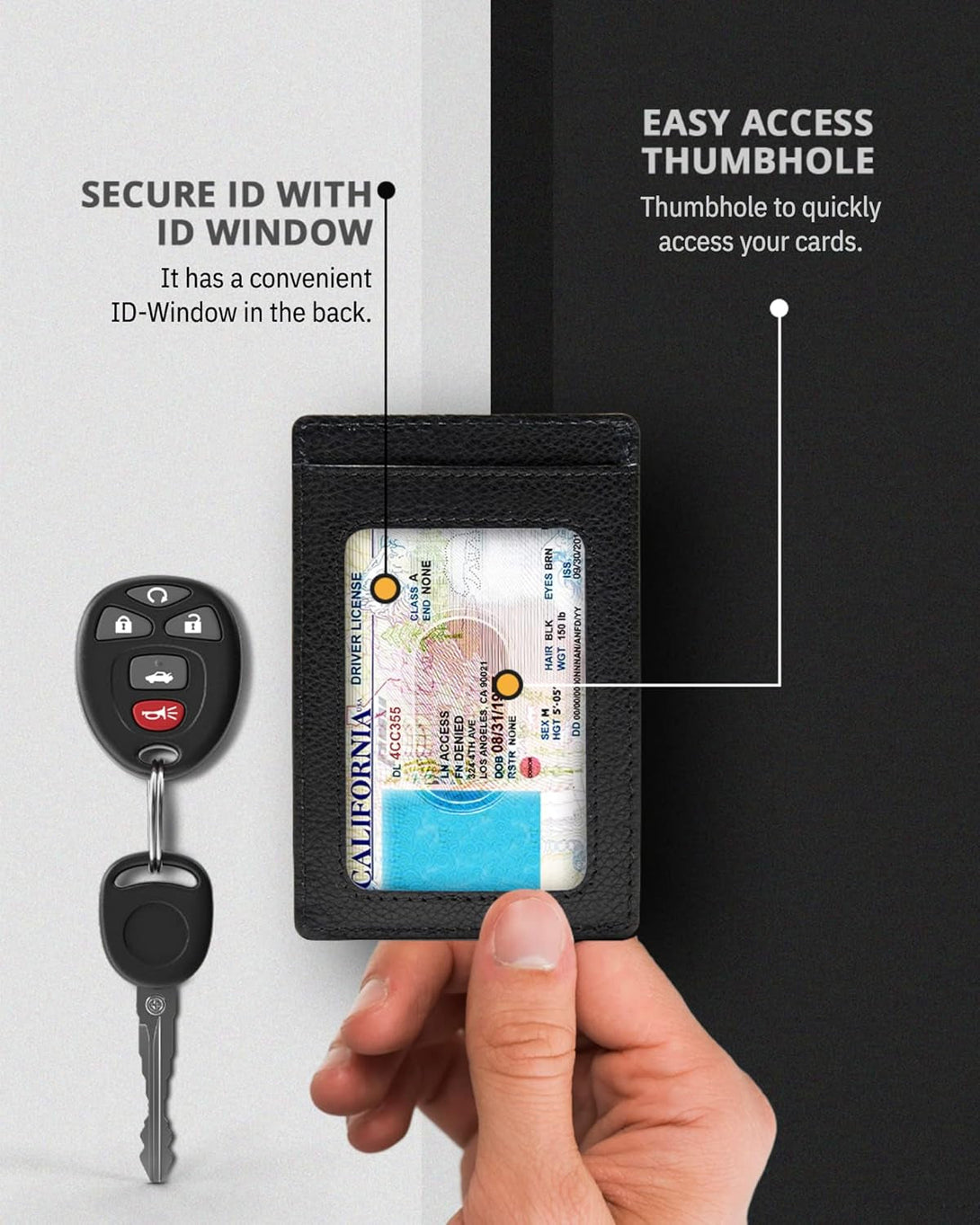 Access Denied Slim Minimalist Wallets for Men & Women - Leather Front Pocket Thin Mens Wallet RFID Credit Card Holder Gifts for Men