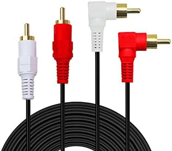 2RCA Cable,6Ft Gold Plated 90 Degree Right Angle 2-Male to 2-Male RCA Audio Cable (6FT)