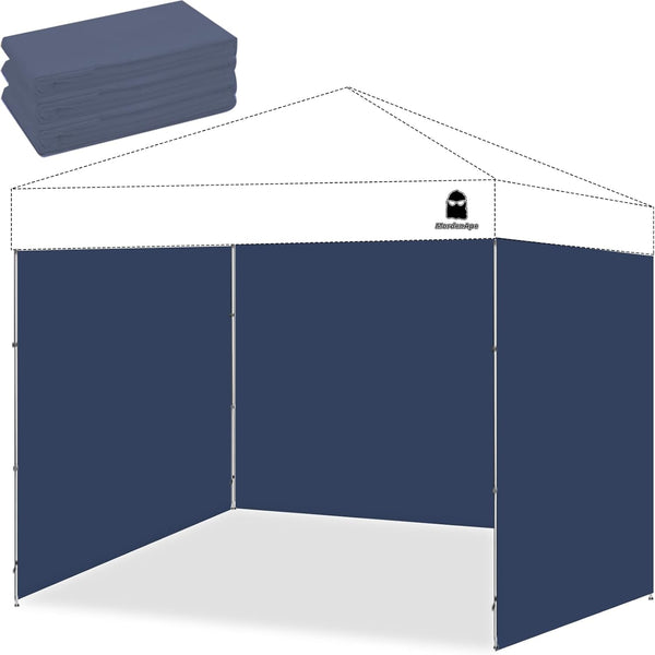 10X10 Pop up Canopy Tent Sidewalls - Straight Leg Compatible, 300D Waterproof Polyester with 99% UV Protection, 3 Piece Navy Wall Set