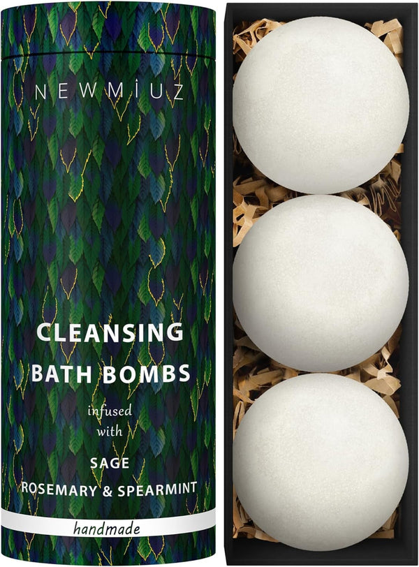 Sage Bath Bombs Spiritual Bath Energy Clearing Protection Shielding Smokeless Smudging Sage Rosemary and Spearmint Relaxation Stress Relief Spa Gift