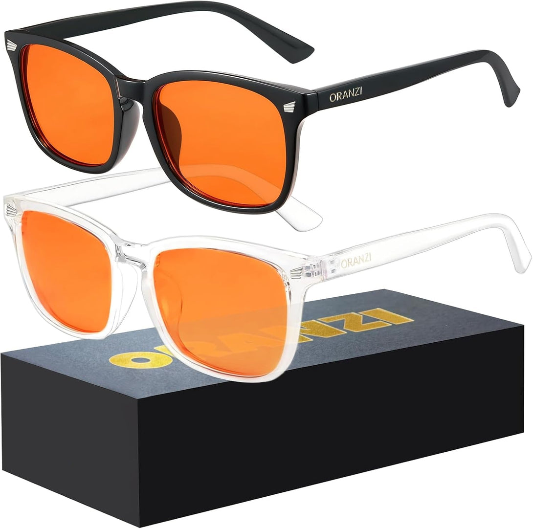 2 Pack Blue Light Gaming Glasses Men Woman, Computer Gaming Glasses Men Blue Light Filtering Anti-Fatigue & Eye Strain