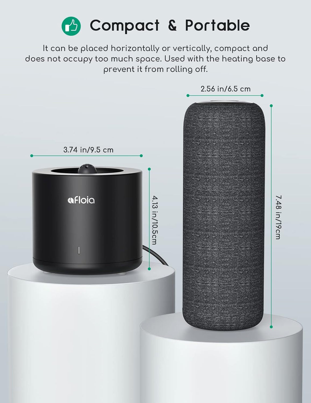 Afloia Mini Dehumidifier, Gun Safe Rechargeable Cordless with Heating Base, Quiet Small Portable for Room Bathroom Closet Car RV Boat, TOPZ 1+1 DG