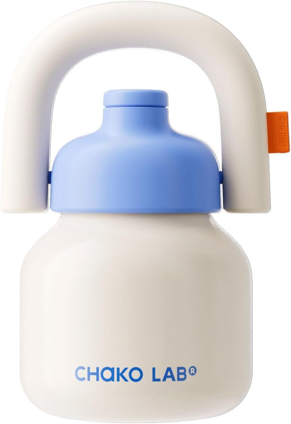 Water Bottle with Straw and Carry Handle | Wide Mouth Vacuum Insulated Stainless Steel Metal Thermos Bottles | Reusable, Leak-Proof and Bpa-Free | 33Oz(White&Blue)