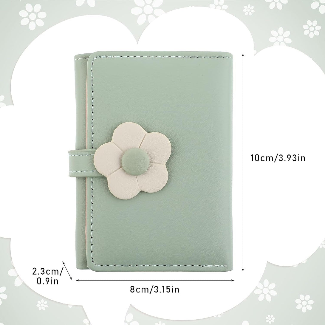 Lusofie Cute Wallet for Teen Girl PU Leather Trifold Small Wallet Cash Pocket Flowers Print Card Holder Coin Purse with ID Window for Girls Women