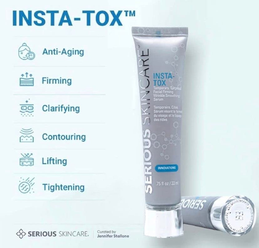 Serious Skincare - INSTA-TOX Instant Line and Wrinkle Filler Face Serum - Firm and Smooth Fine Lines, Deep Wrinkles and Pores - Temporary Skin Tightener - .75 Oz