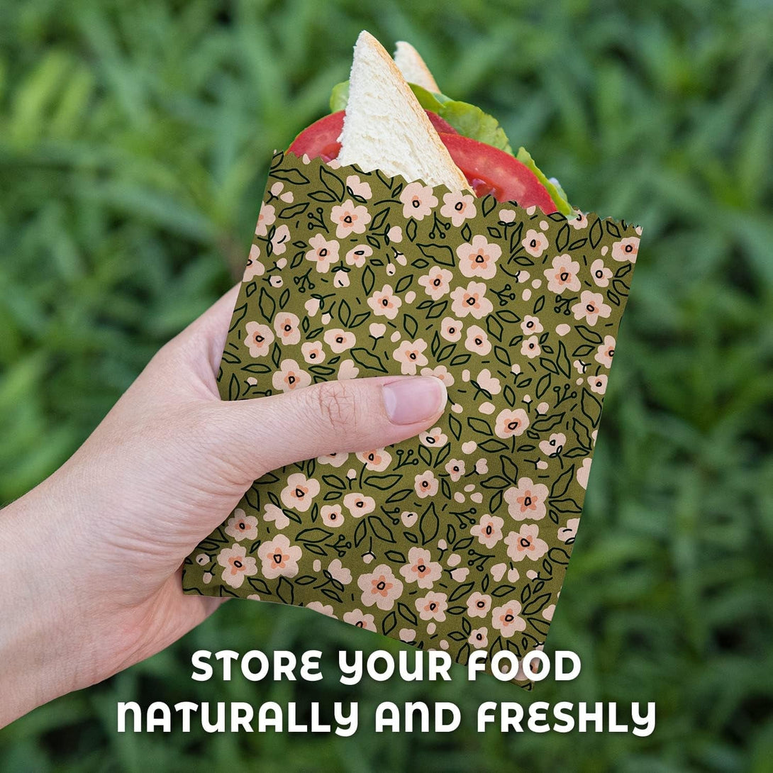 Akeeko Reusable Beeswax Food Wraps - Assorted 12 Pack, Reusable, Plastic-Free Food Storage, Sustainable Gifts, 3 Sizes (6S,4M,2L)