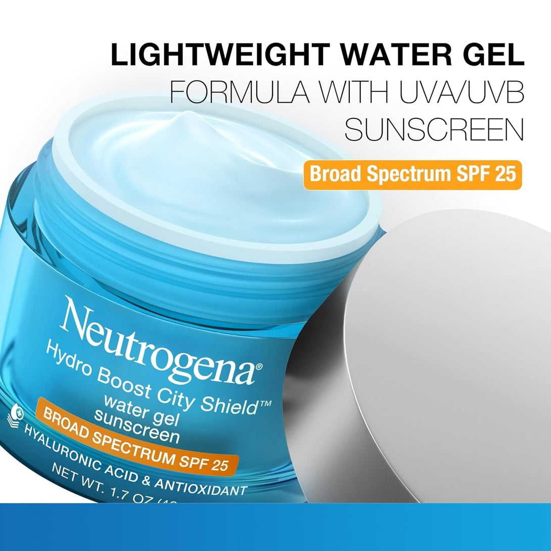 Neutrogena Hydro Boost Face Moisturizer with SPF 25, Hydrating Facial Sunscreen, Oil-Free and Non-Comedogenic Water Gel Face Lotion 1.7 Oz